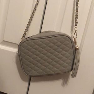Grey quilted cross body